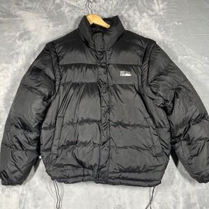 Vintage First Down Puffer Jacket Black Down Filled Convertible Vest Coat Men L
